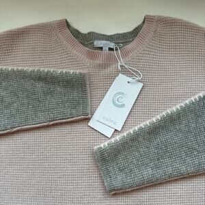 NWT Johnny Was Color Block Pink/ Grey Cashmere Sweater Sz S